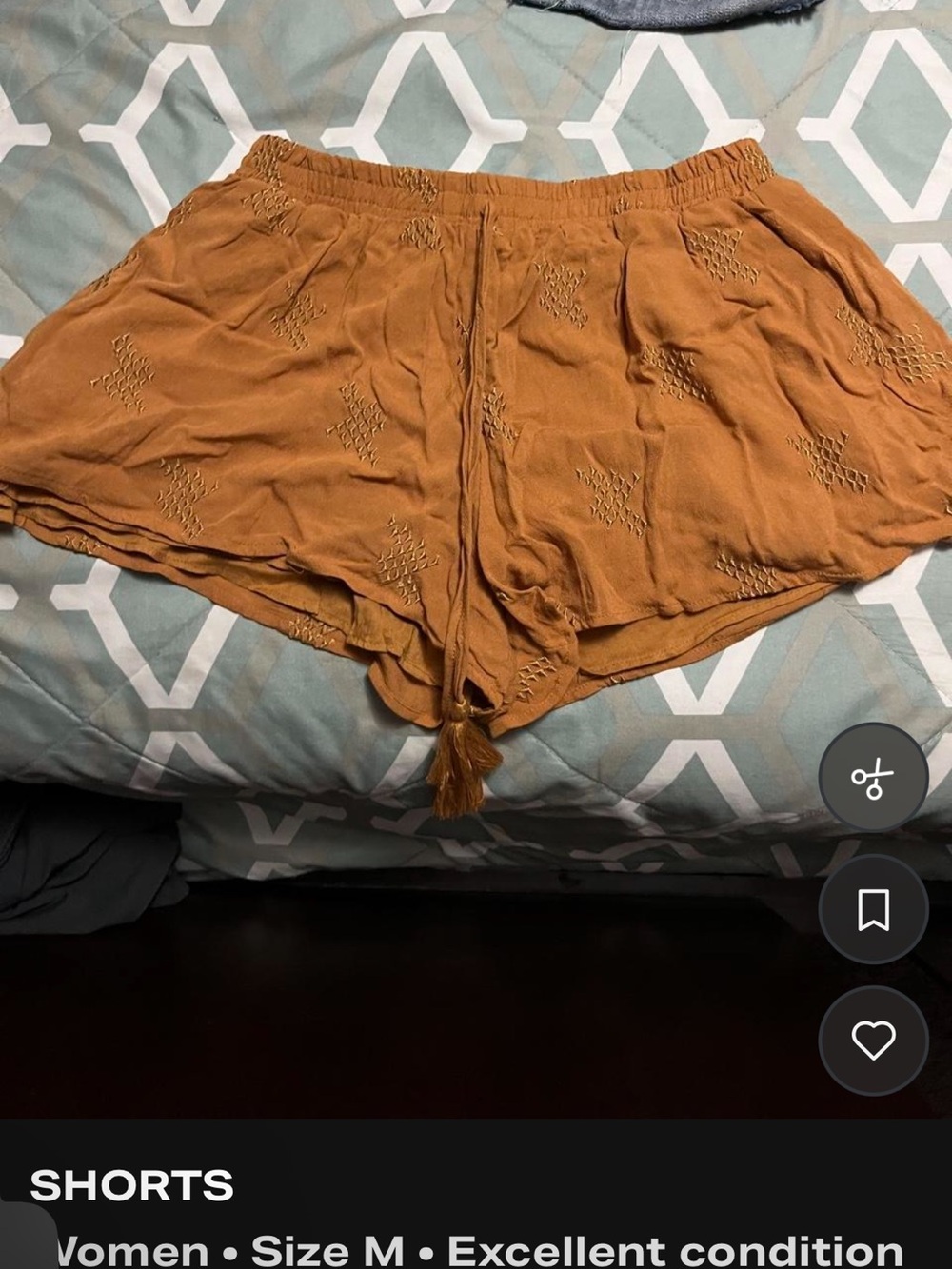 T.J.Maxx Mustard Tassel Tie Embroidered Athletic Shorts